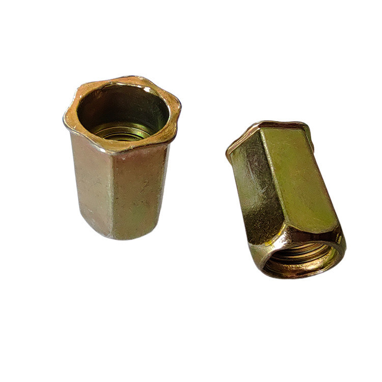 황색 진크 접착 탄소 강철 M4-M5-M6-M8-M10 자동차용 풀 헥스 오픈 리빗 견과류