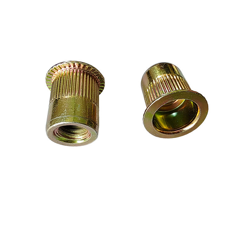 M4-M5-M6-M8-M10 개방형 노란색 주황 접착 탄소 강철 평면 머리 힌트 리빗 견과류